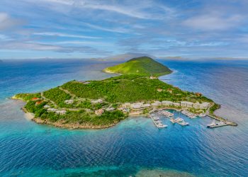 An aerial view of Scrub Island in the British Virgin Islands